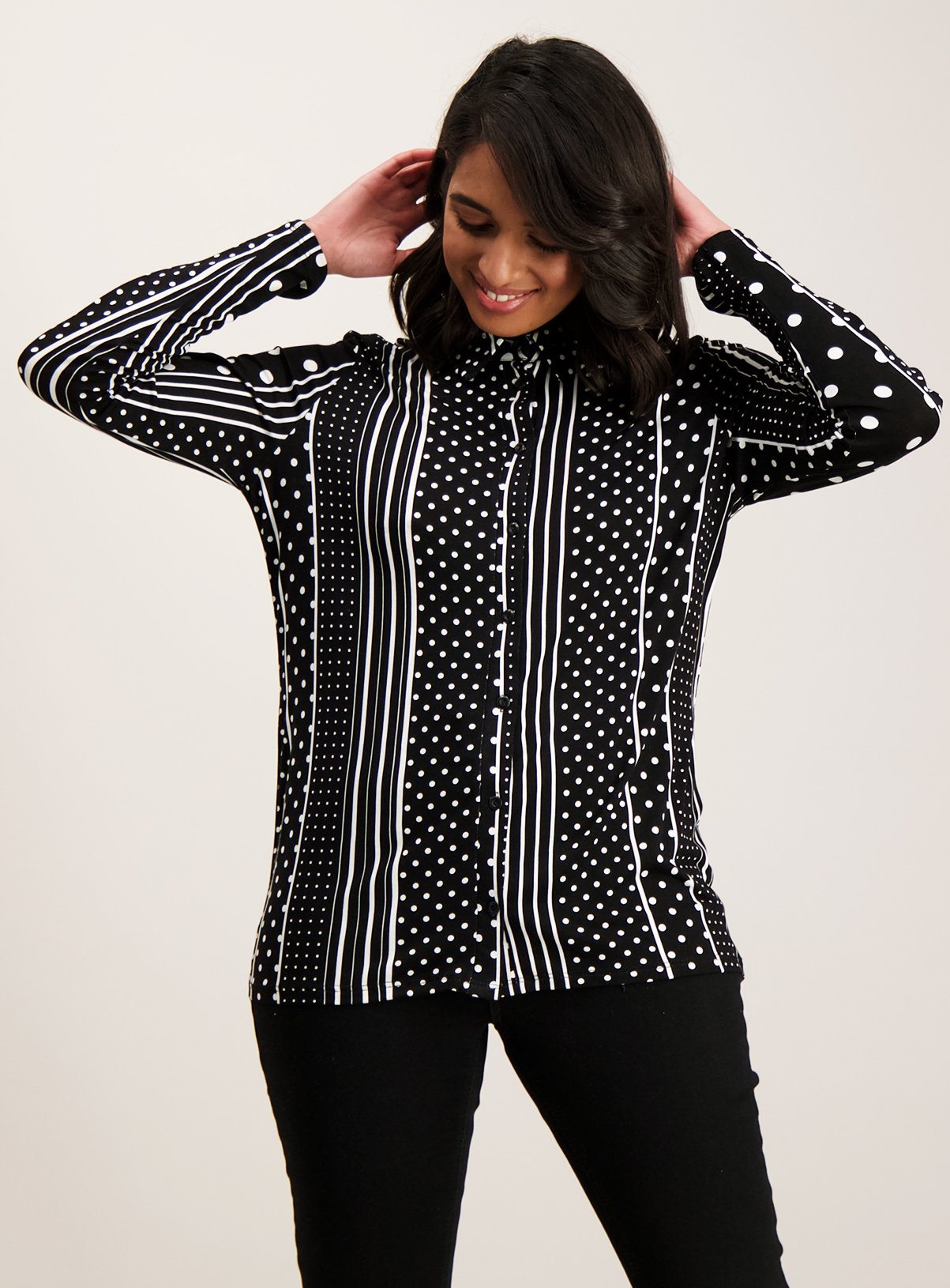 SKU COLOUR CLASH LS SPOT STRIPE SHIRT:Multi Coloured:28 - Image 1 thumbnail